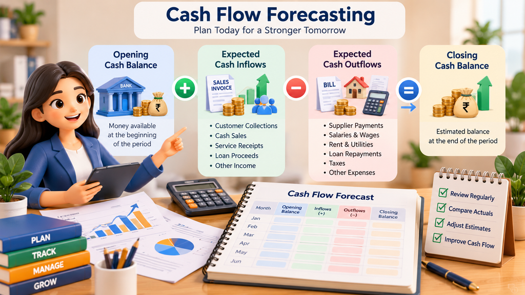 Cash flow forecasting with expected business receipts and payments