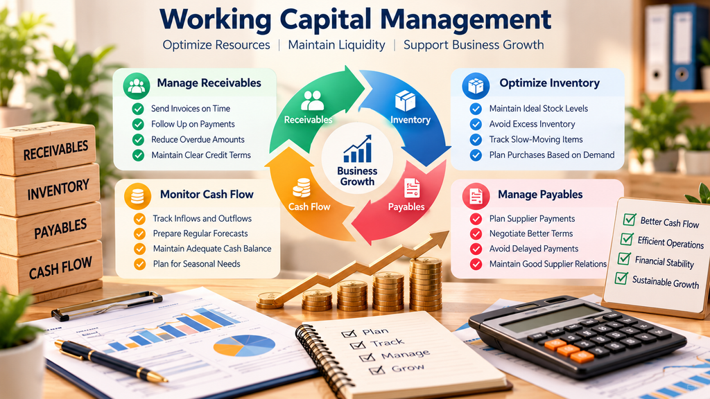 Working capital management through invoice tracking and expense planning